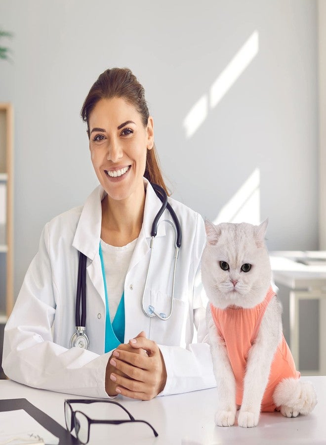 Avont Cat Recovery Suit - Kitten Onesie for Cats After Surgery, Cone of Shame Alternative Surgical Spay Suit for Female Cat, Post-Surgery or Skin Diseases Protection -Coral(M) - Image 2